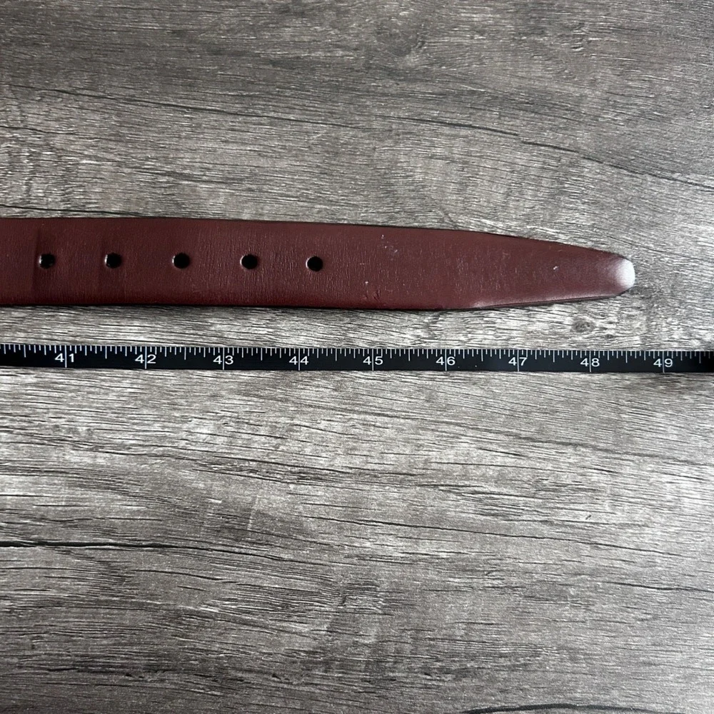 Aniline Kipskin Full Grain Leather‎ Men Belt 44 Reddish Brown Brass Buckle USA